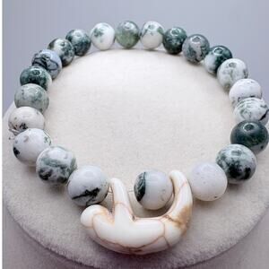 Beautiful Natural Tree Agate Beaded Sloth Bracelet